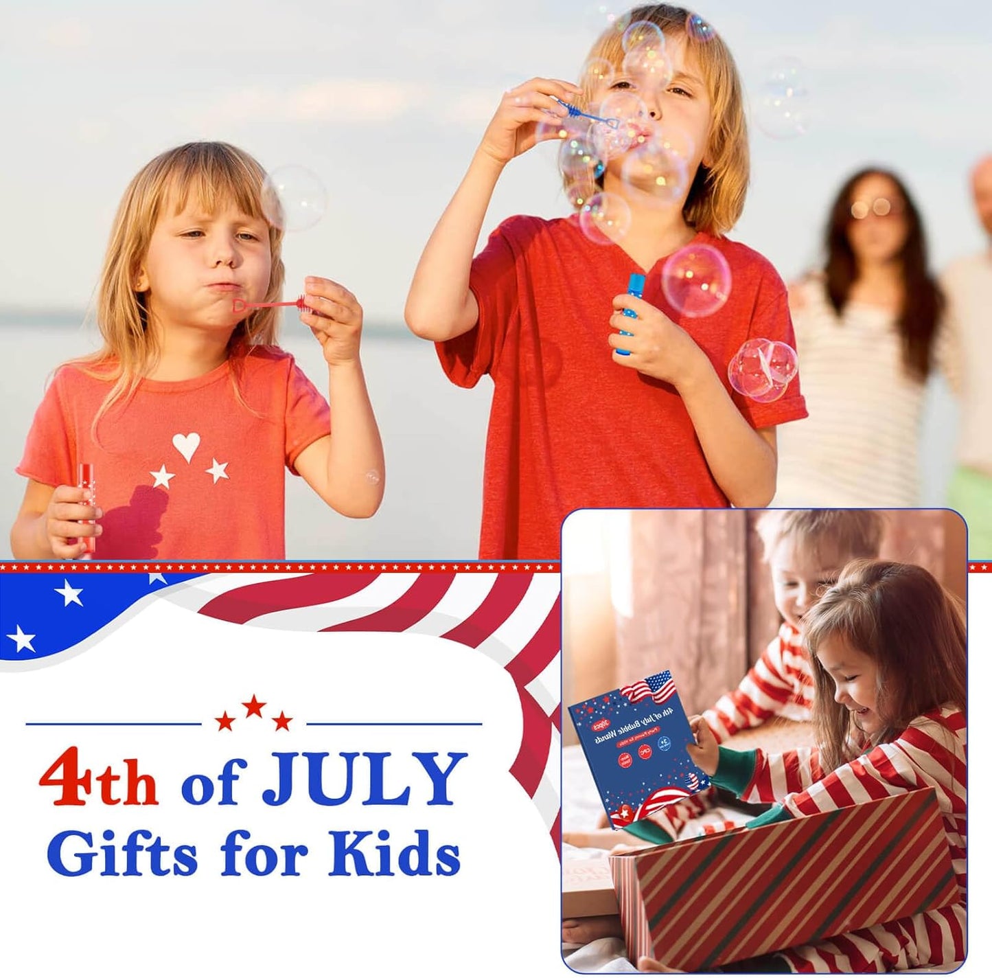 4th of July Party Favors Mini Bubble Wands 30PCS Fourth of July Toys for Kids Red White and Blue Bubbles Independence Day Decorations Patriotic Accessories Classroom Prizes Outdoor Gifts Girls Boys