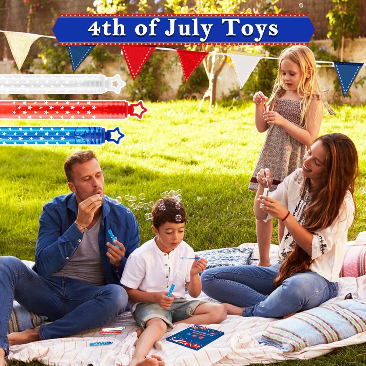 4th of July Party Favors Mini Bubble Wands 30PCS Fourth of July Toys for Kids Red White and Blue Bubbles Independence Day Decorations Patriotic Accessories Classroom Prizes Outdoor Gifts Girls Boys