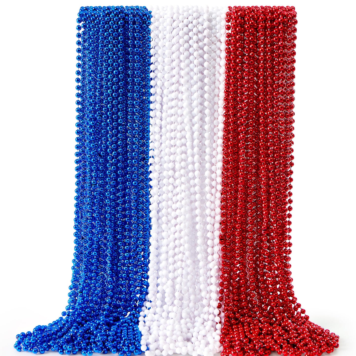 JOYIN July 4th Assorted Patriotic Necklaces, Plastic Red White Blue Beaded Necklaces, Memorial Independence Day Party Parade Dress Up Accessory Supplies
